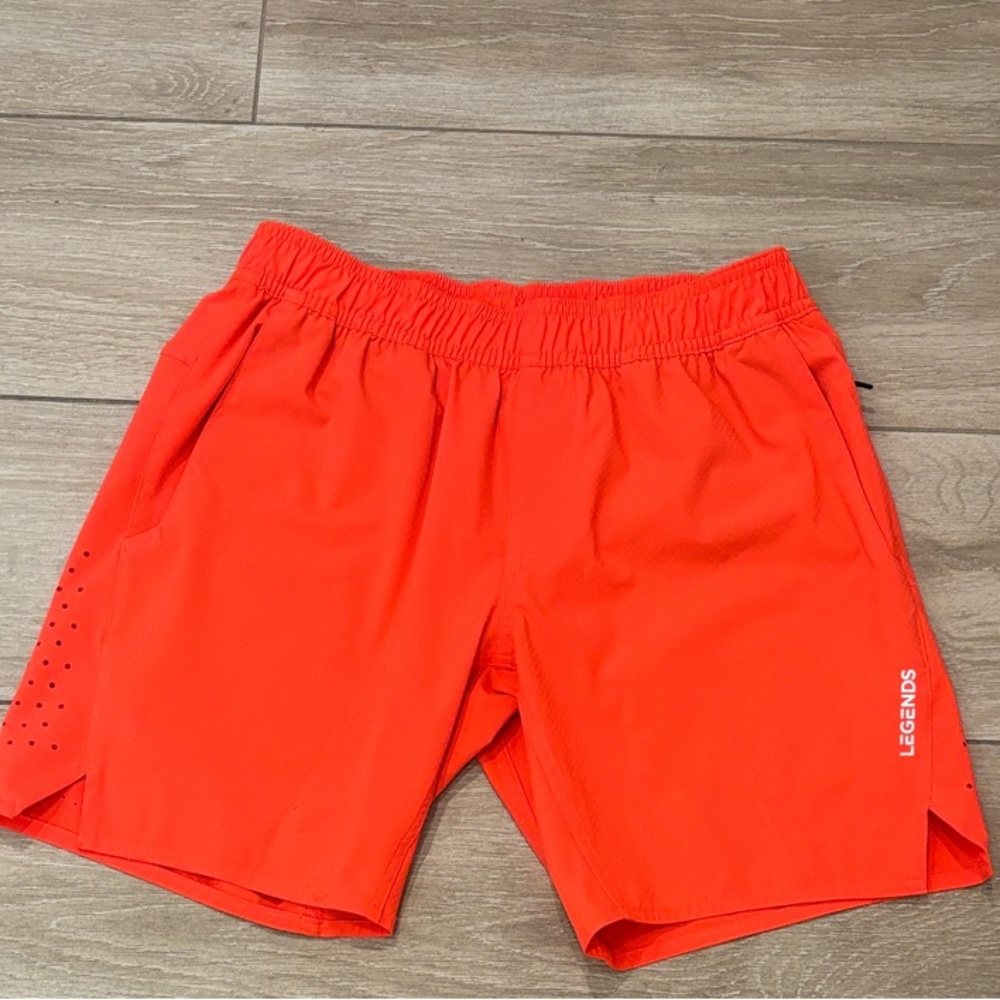 Legends Men's size S linerless Bright Orange Athletic Shorts New Condition